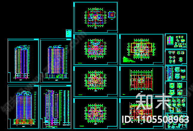 某高层单身公寓cad图纸施工图下载【ID:1105508963】