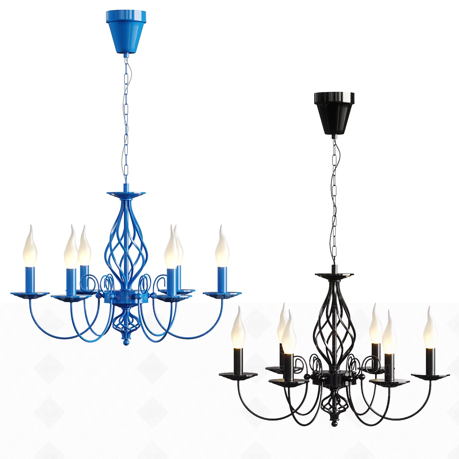 现代蜡烛吊灯3D模型下载【ID:1105605712】