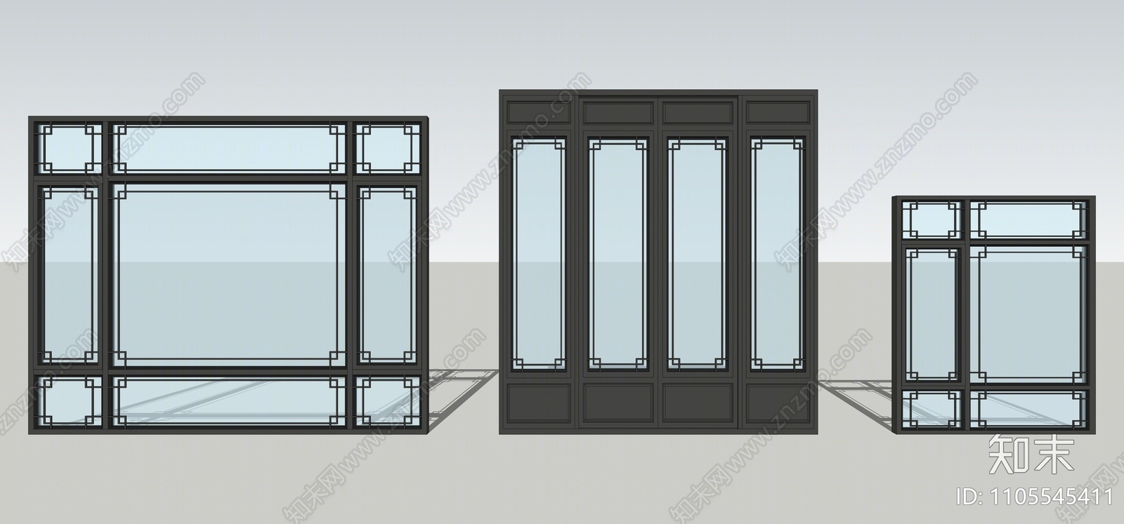新中式窗户组合SU模型下载【ID:1105545411】