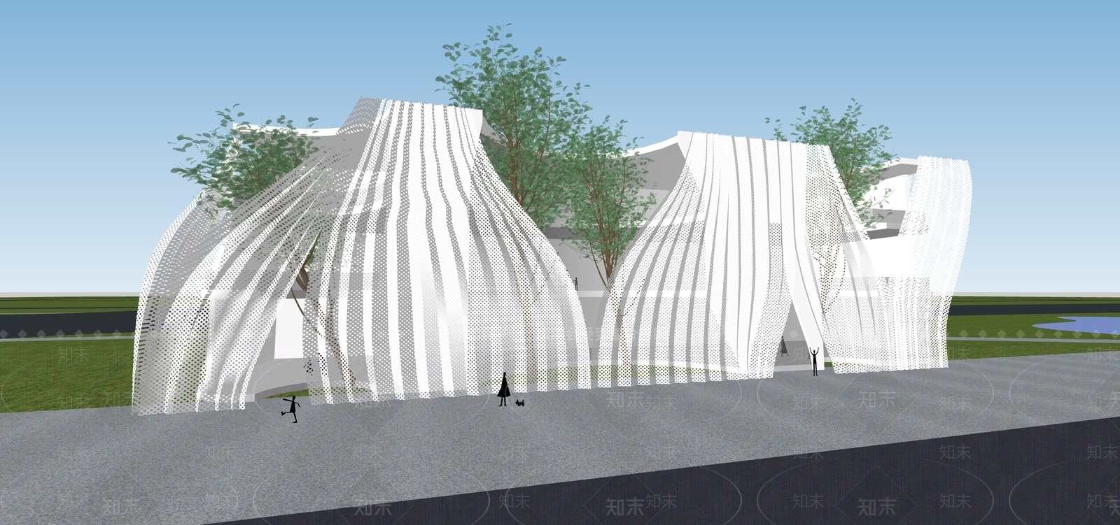 现代爱马斯艺术中心SU模型下载【ID:1105547460】