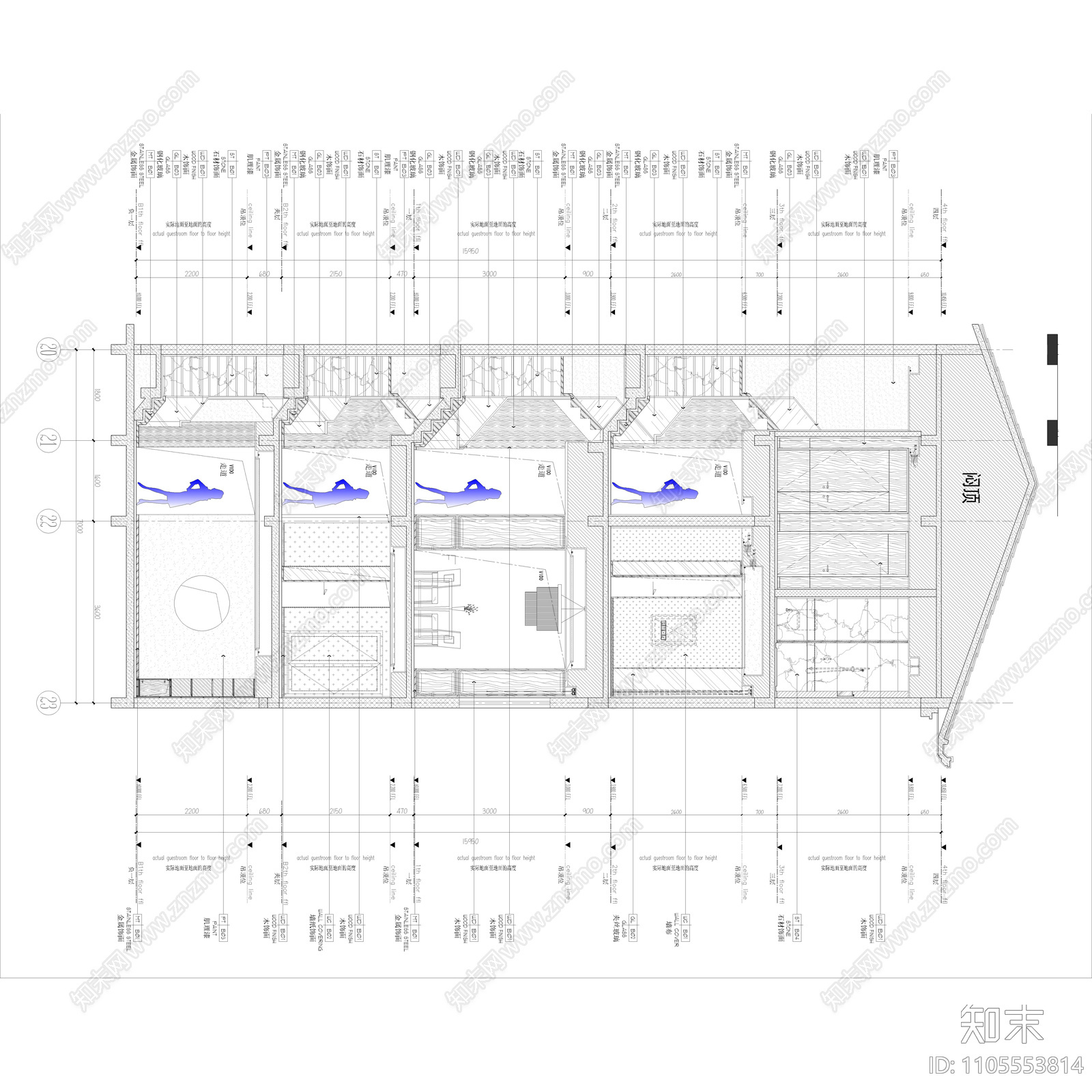 新中式样板间设计cad施工图下载【ID:1105553814】