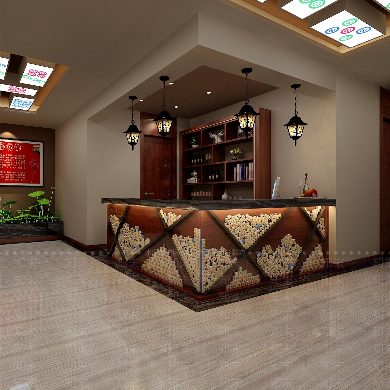 现代棋牌室吧台3D模型下载【ID:1105550885】