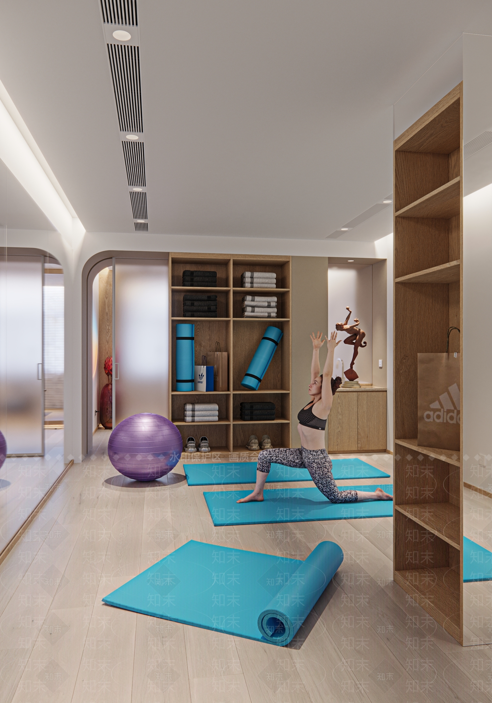 现代瑜伽室3D模型下载【ID:1105553593】