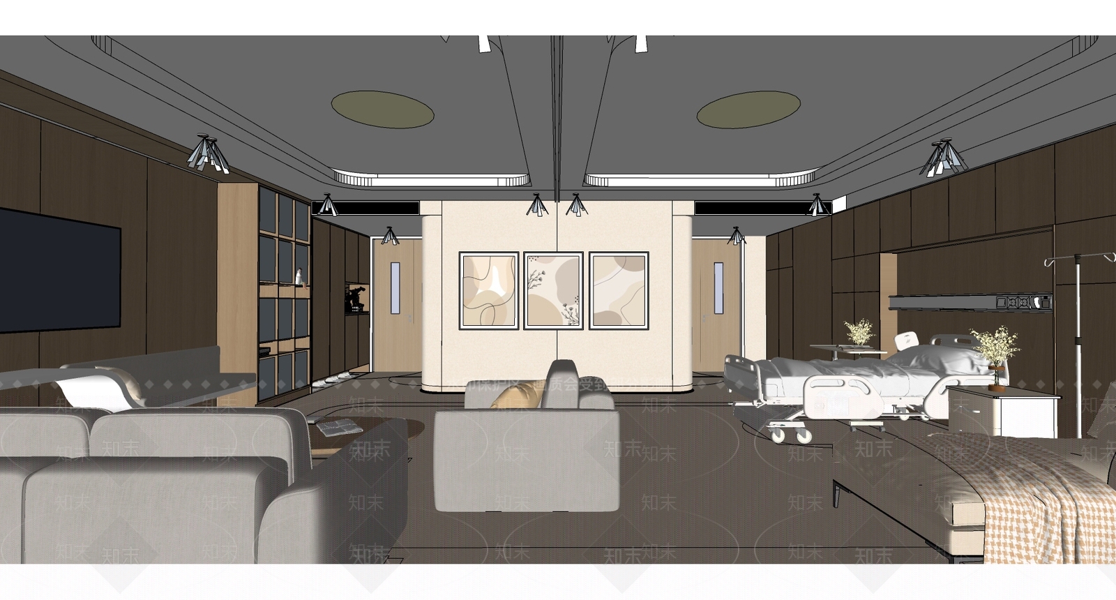 现代家居客厅SU模型下载【ID:1222197386】
