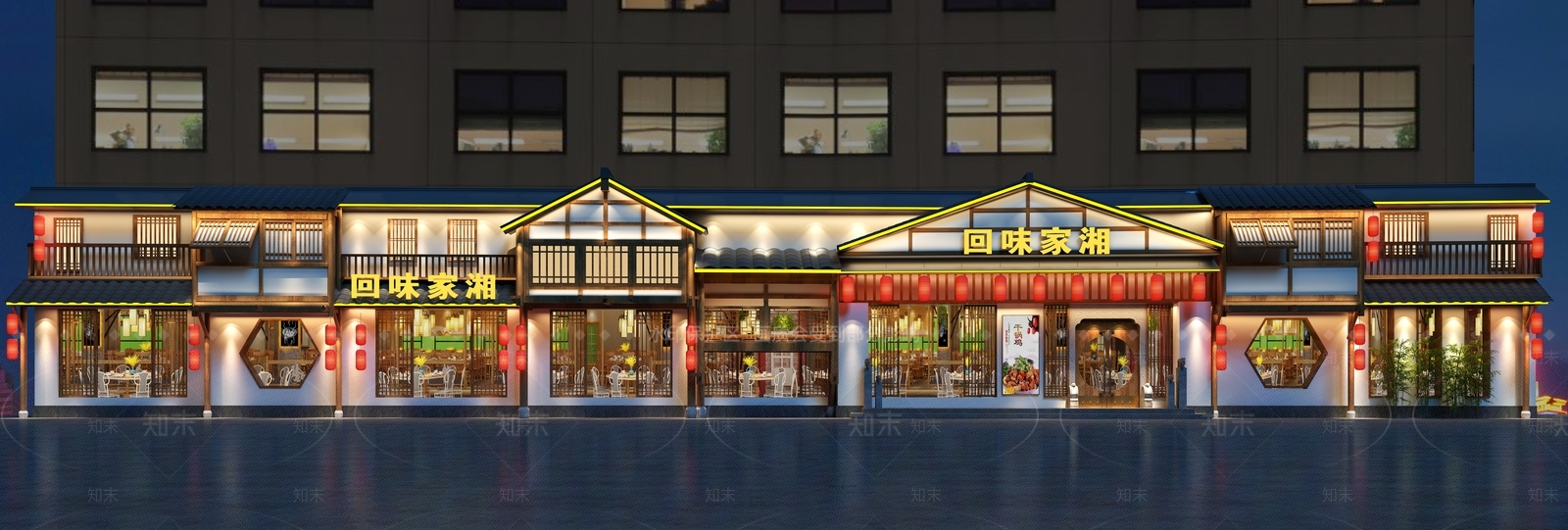 中式中餐厅门头3D模型下载【ID:1105555797】