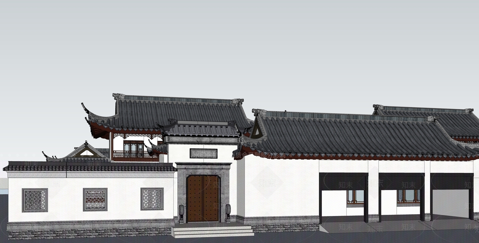 中式四合院SU模型下载【ID:1105555699】