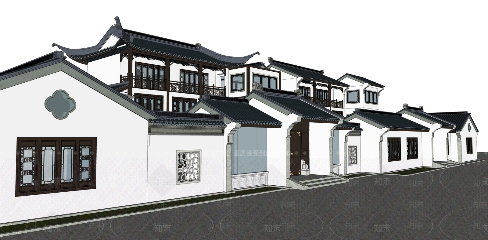 中式四合院SU模型下载【ID:1105555704】