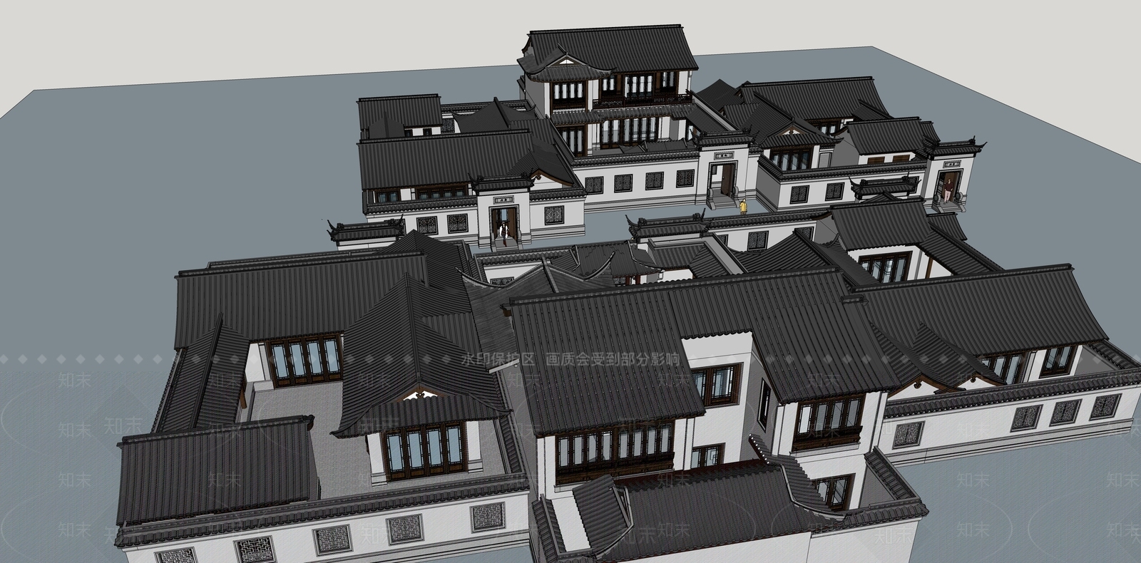 中式四合院SU模型下载【ID:1105555811】