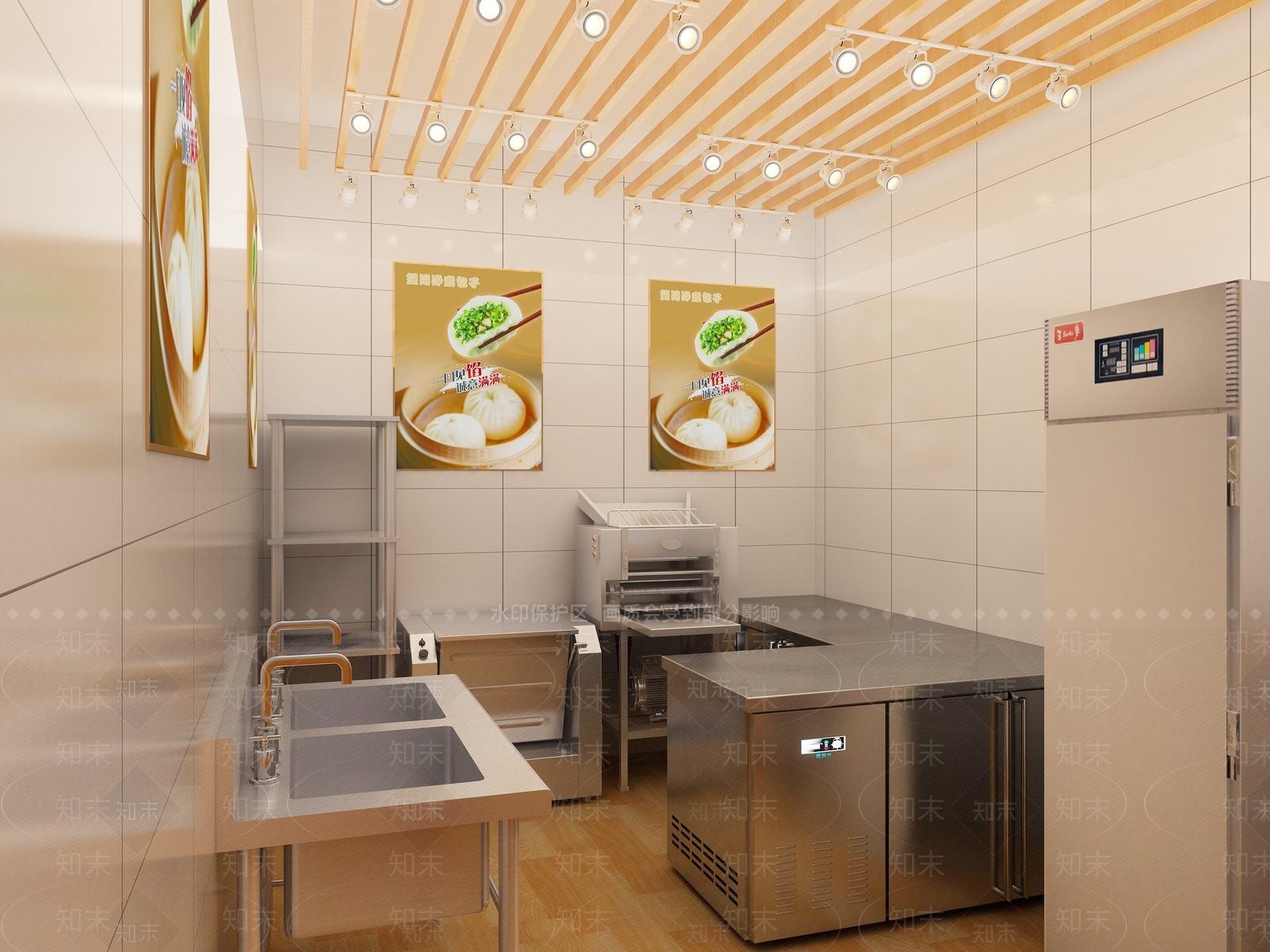 新中式包子店后厨3D模型下载【ID:1105558881】