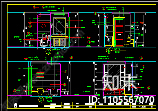 卫生间布置装修CAD大全施工图下载【ID:1105567070】