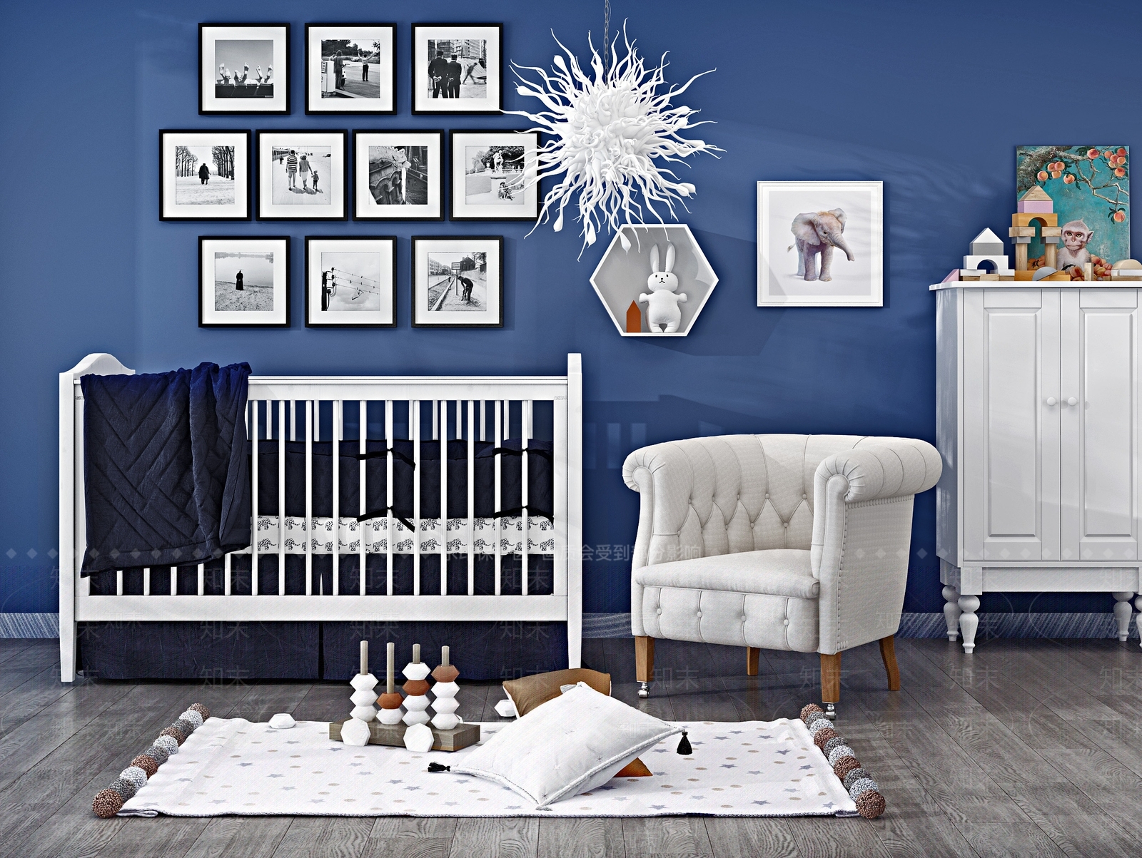 北欧婴儿房3D模型下载【ID:1105567061】