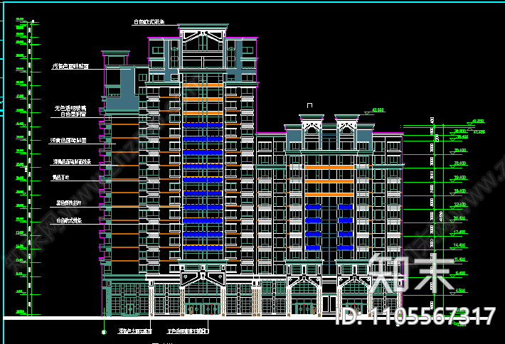 高层住宅cad图纸施工图下载【ID:1105567317】