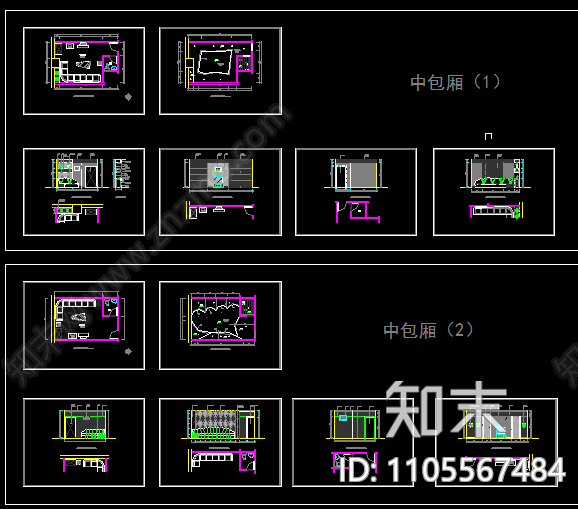 KTV包厢装修cad施工图下载【ID:1105567484】