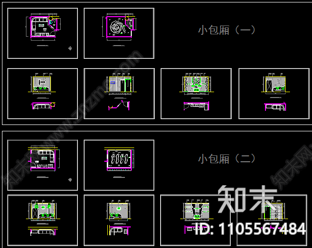 KTV包厢装修cad施工图下载【ID:1105567484】