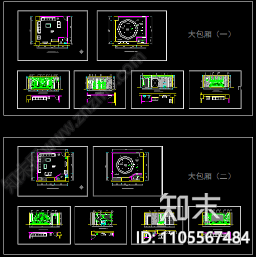 KTV包厢装修cad施工图下载【ID:1105567484】