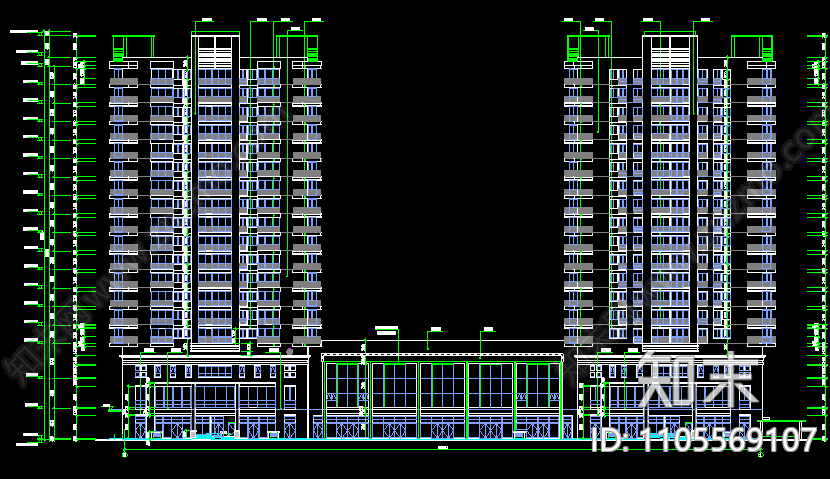 高层商住楼CAD设计图全套施工图下载【ID:1105569107】