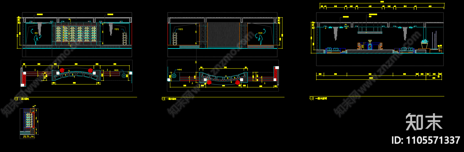 酒店大堂cad施工图下载【ID:1105571337】