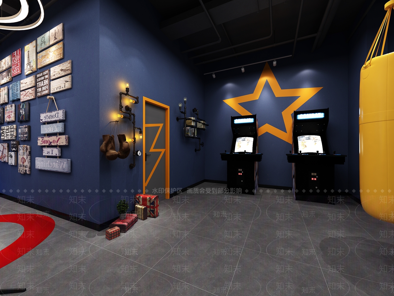 工业风台球室3D模型下载【ID:1105572631】