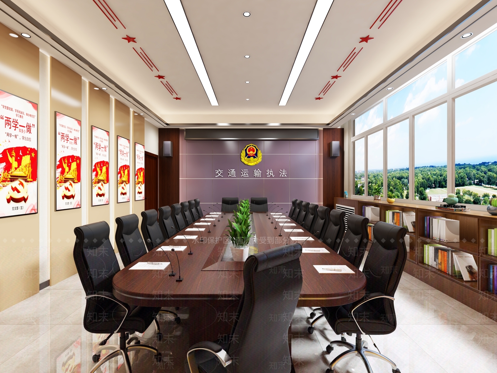 现代党建会议室3D模型下载【ID:1105582058】