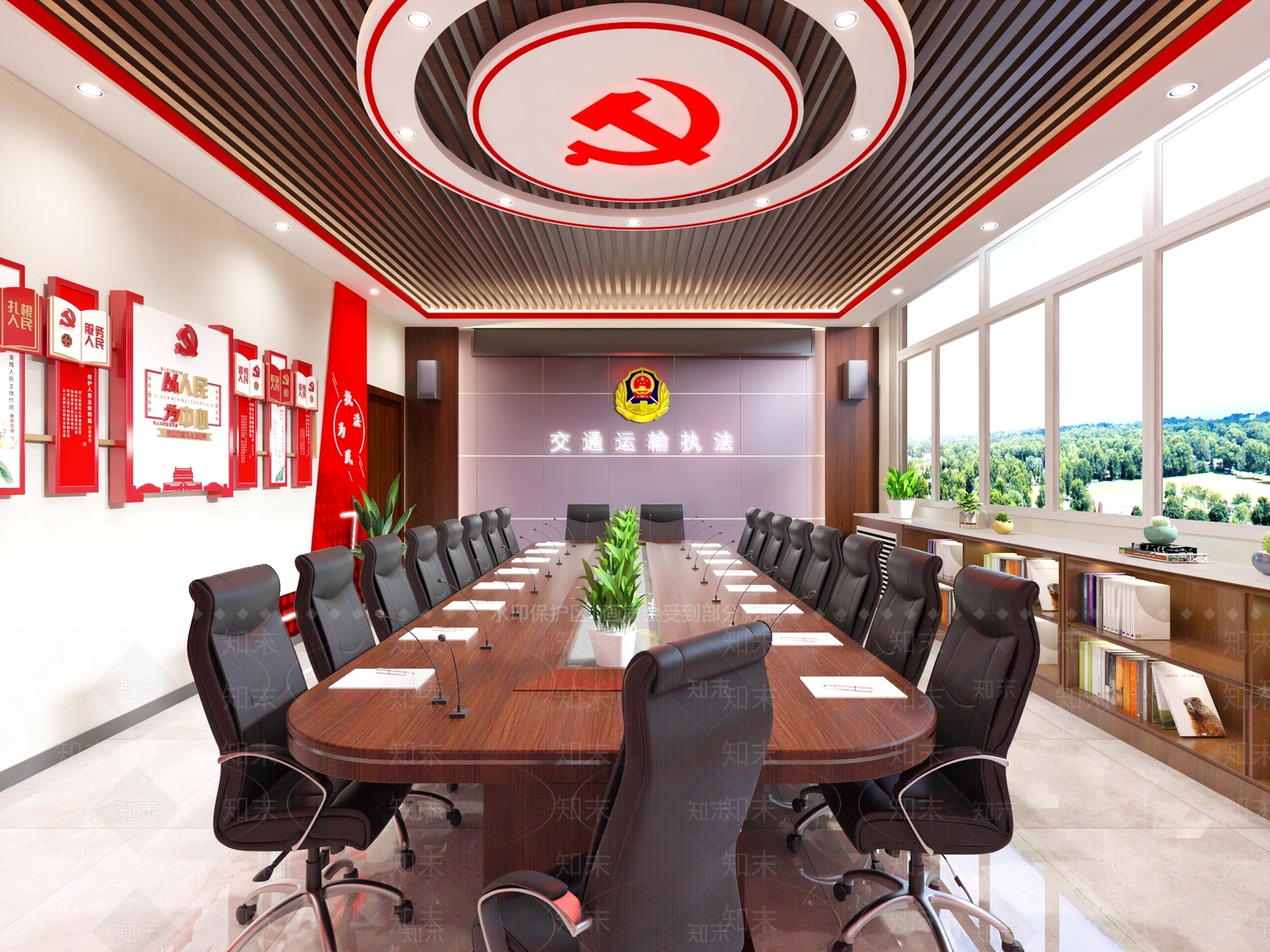 现代党建会议室3D模型下载【ID:1105582172】