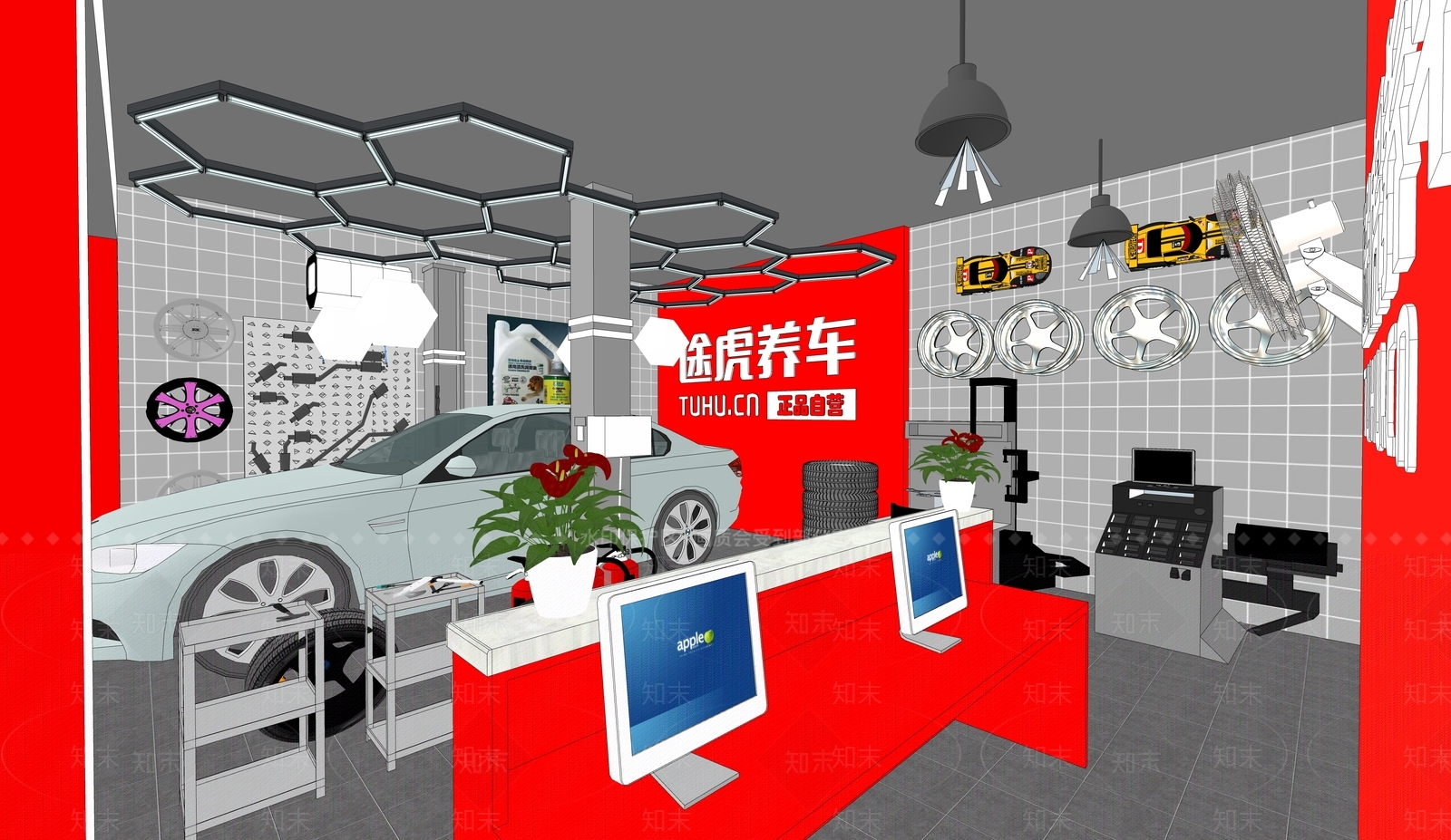 现代汽车修理店SU模型下载【ID:1105584301】