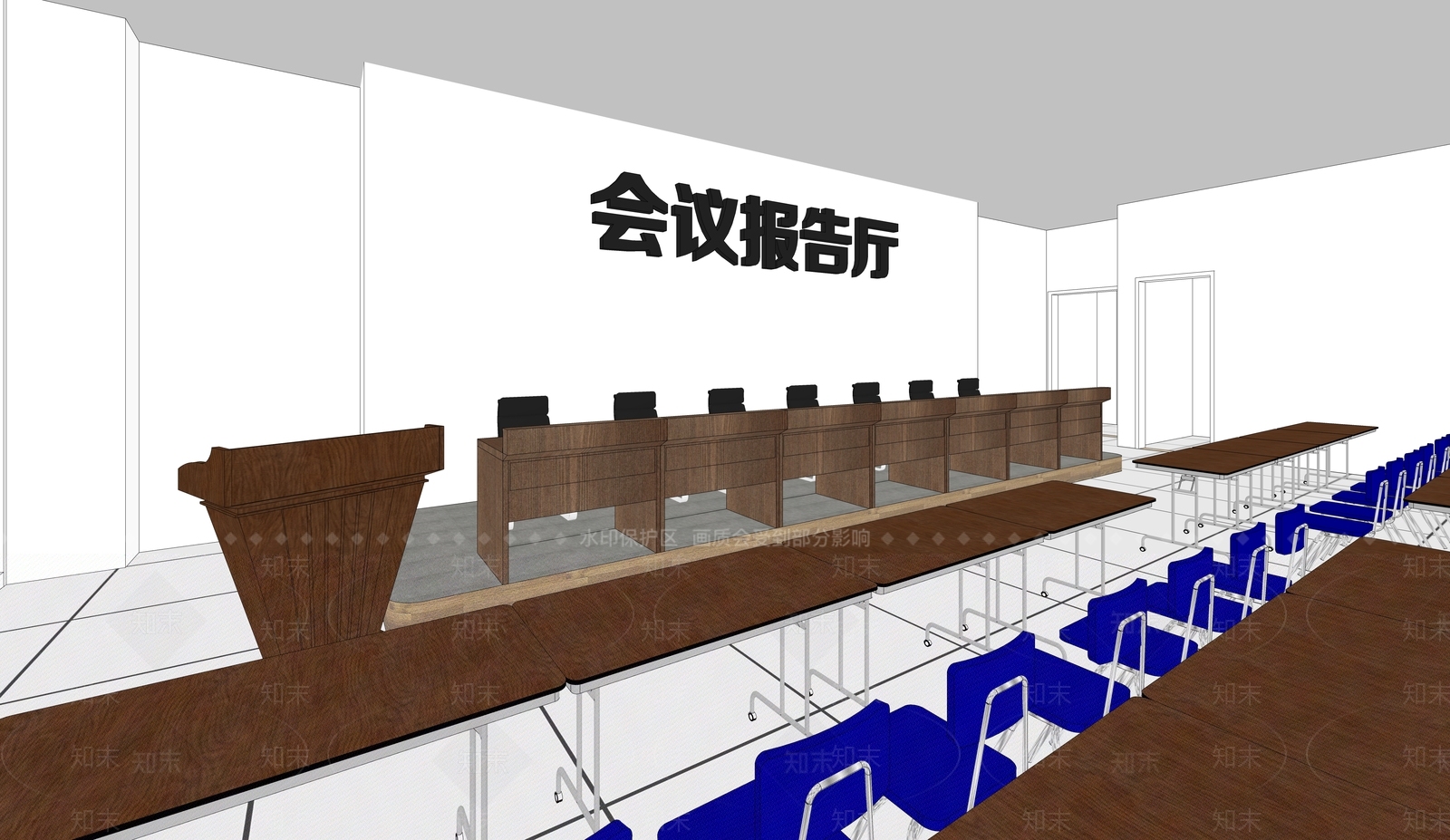 现代报告厅SU模型下载【ID:1105587333】