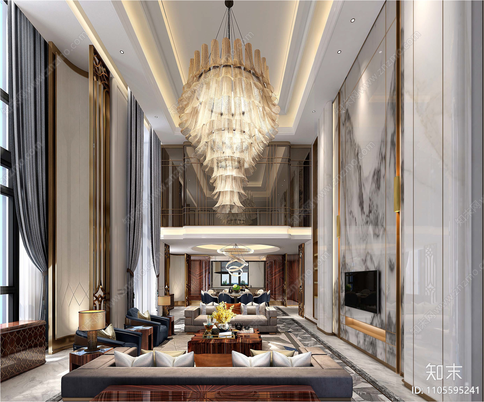 轻奢别墅豪宅CAD施工图下载【ID:1105595241】