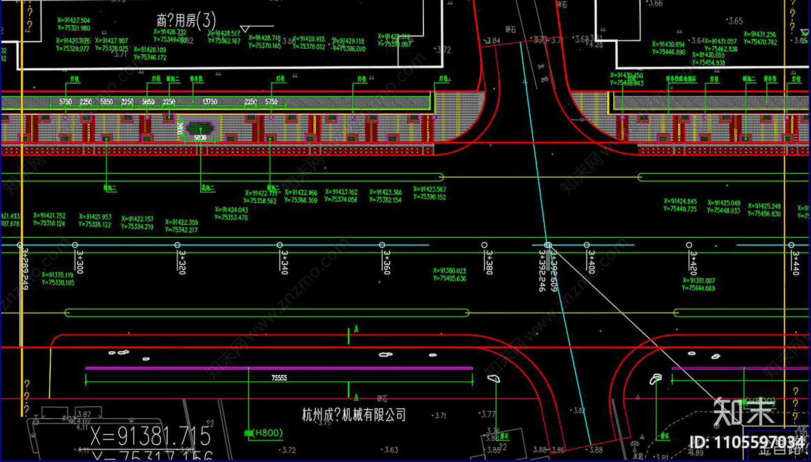 某道路景观规划CAD施工图下载【ID:1105597034】