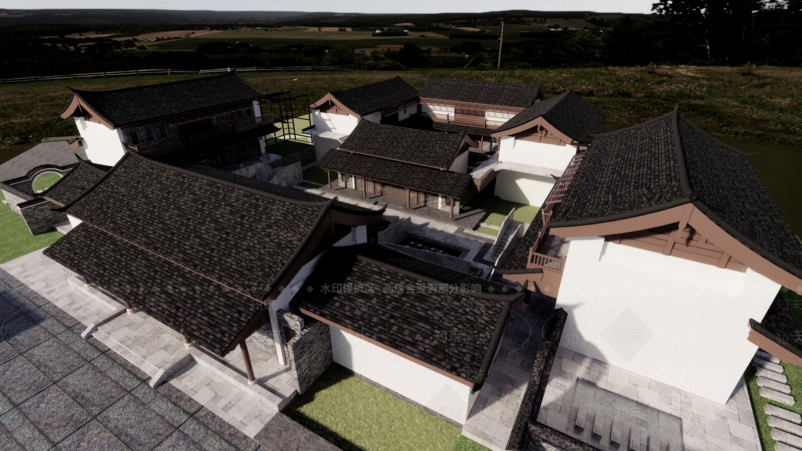中式四合院SU模型下载【ID:1105603041】