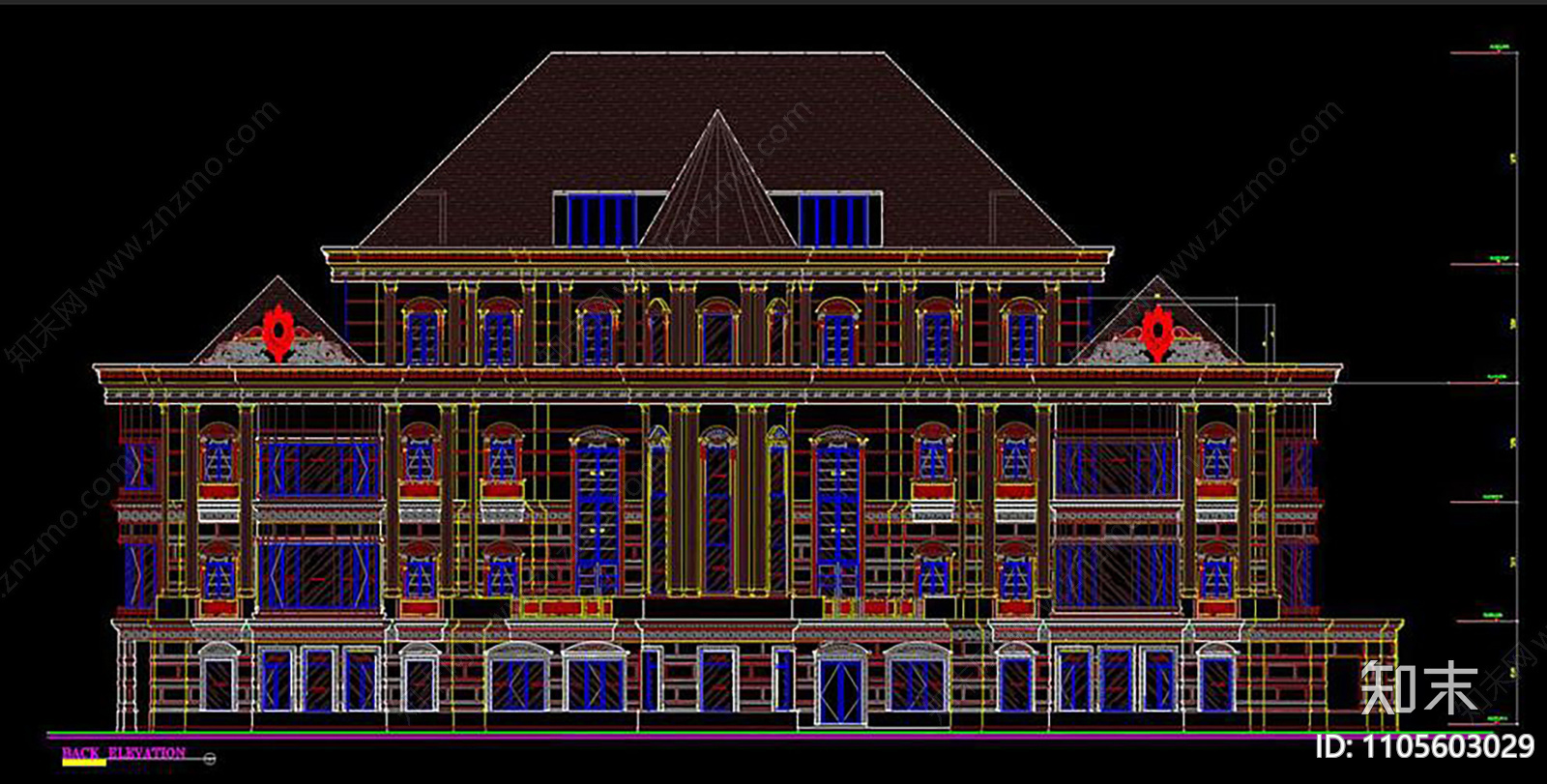 欧式会所建筑CAD施工图下载【ID:1105603029】