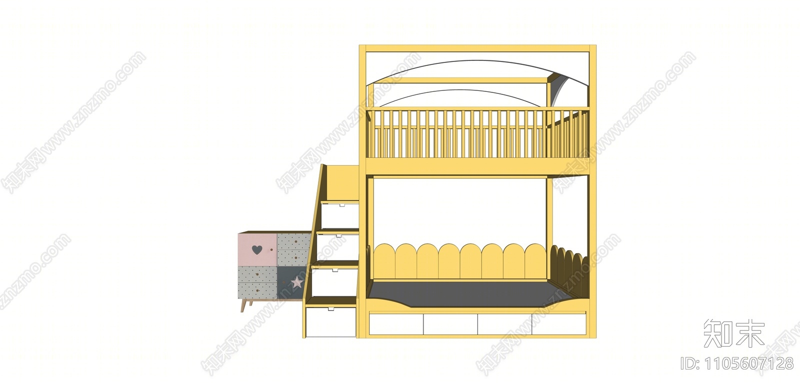 现代儿童上下床SU模型下载【ID:1105607128】