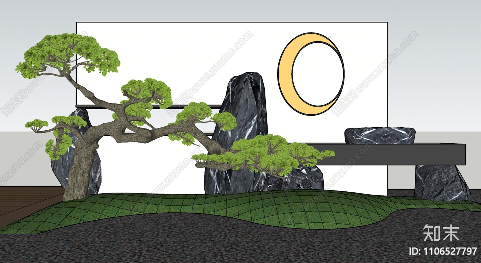 现代庭院小品SU模型下载【ID:1106527797】