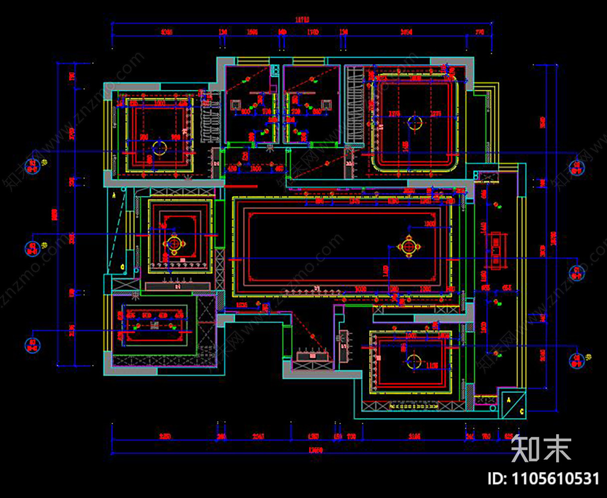 新中式家装CAD施工图下载【ID:1105610531】