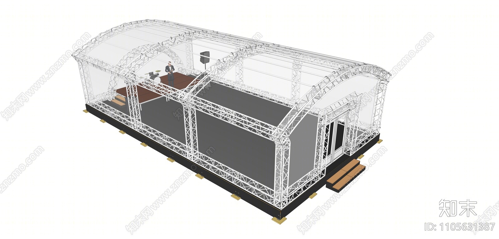 现代桁架舞台棚SU模型下载【ID:1105631387】