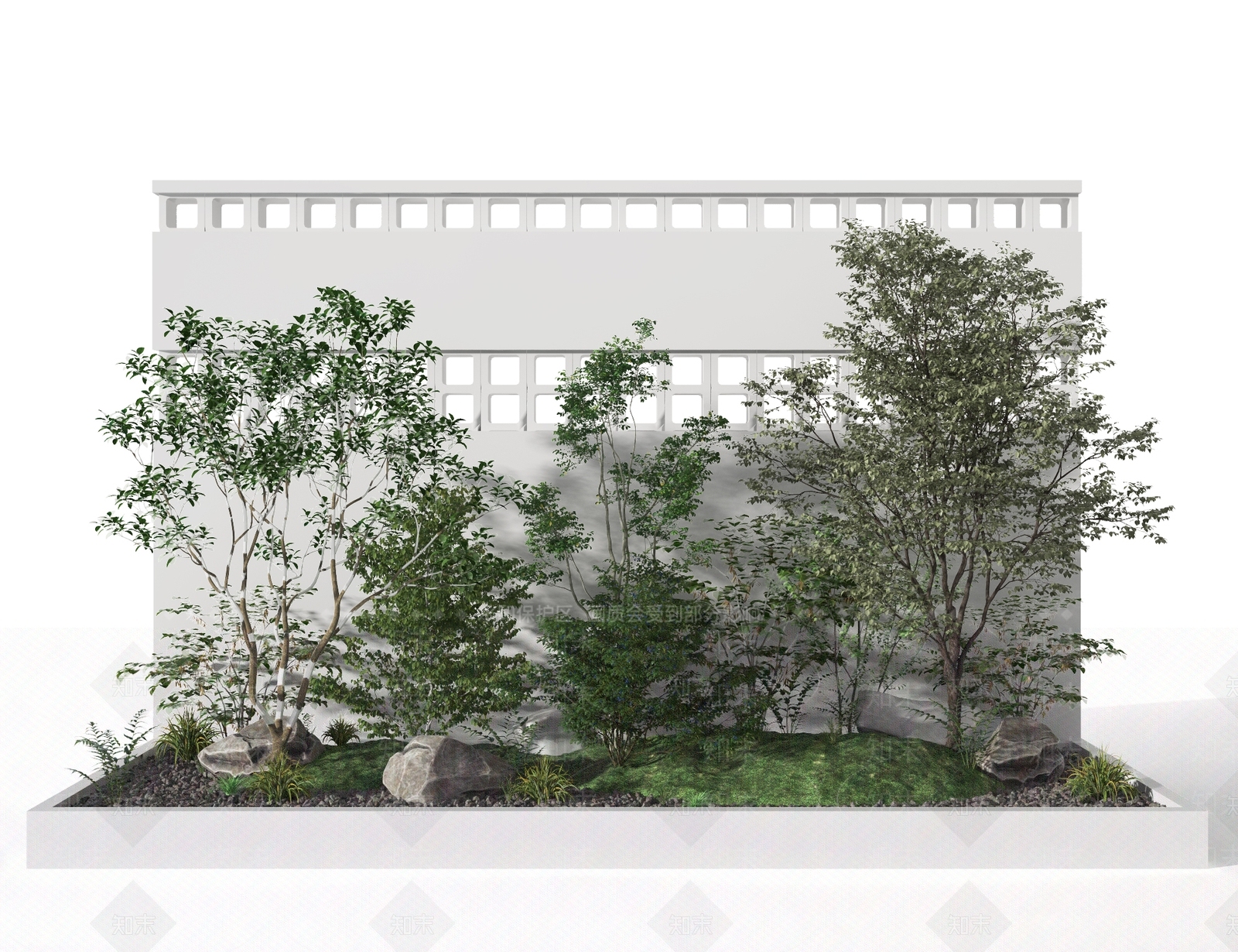 现代植物堆3D模型下载【ID:1105643095】