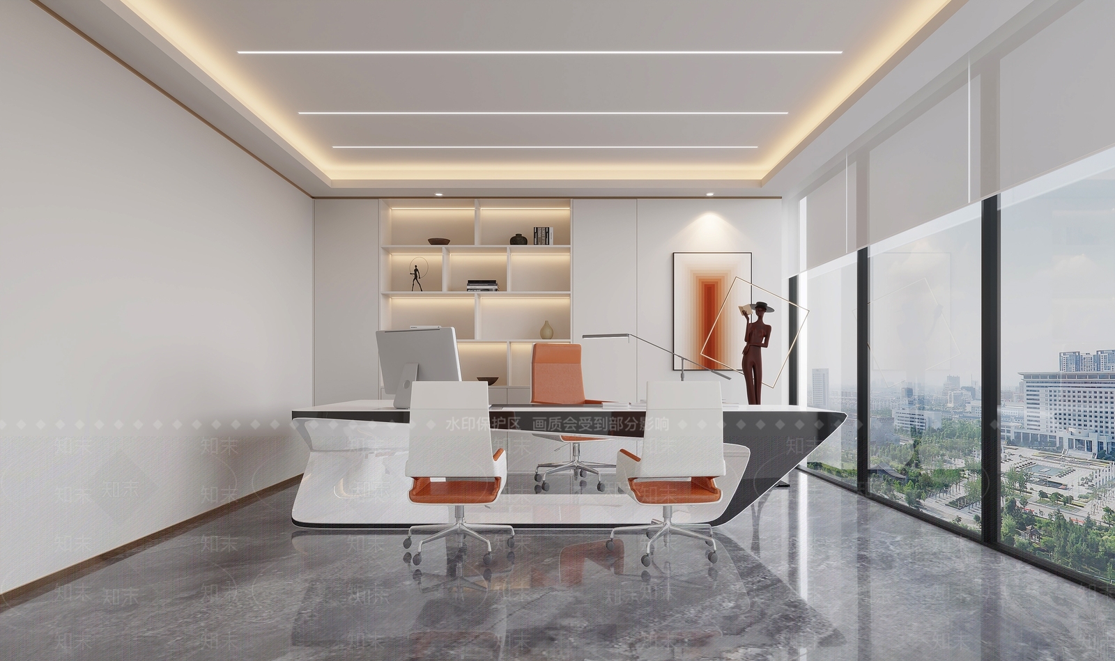 现代经理办公室3D模型下载【ID:1105646372】_知末3d模型网