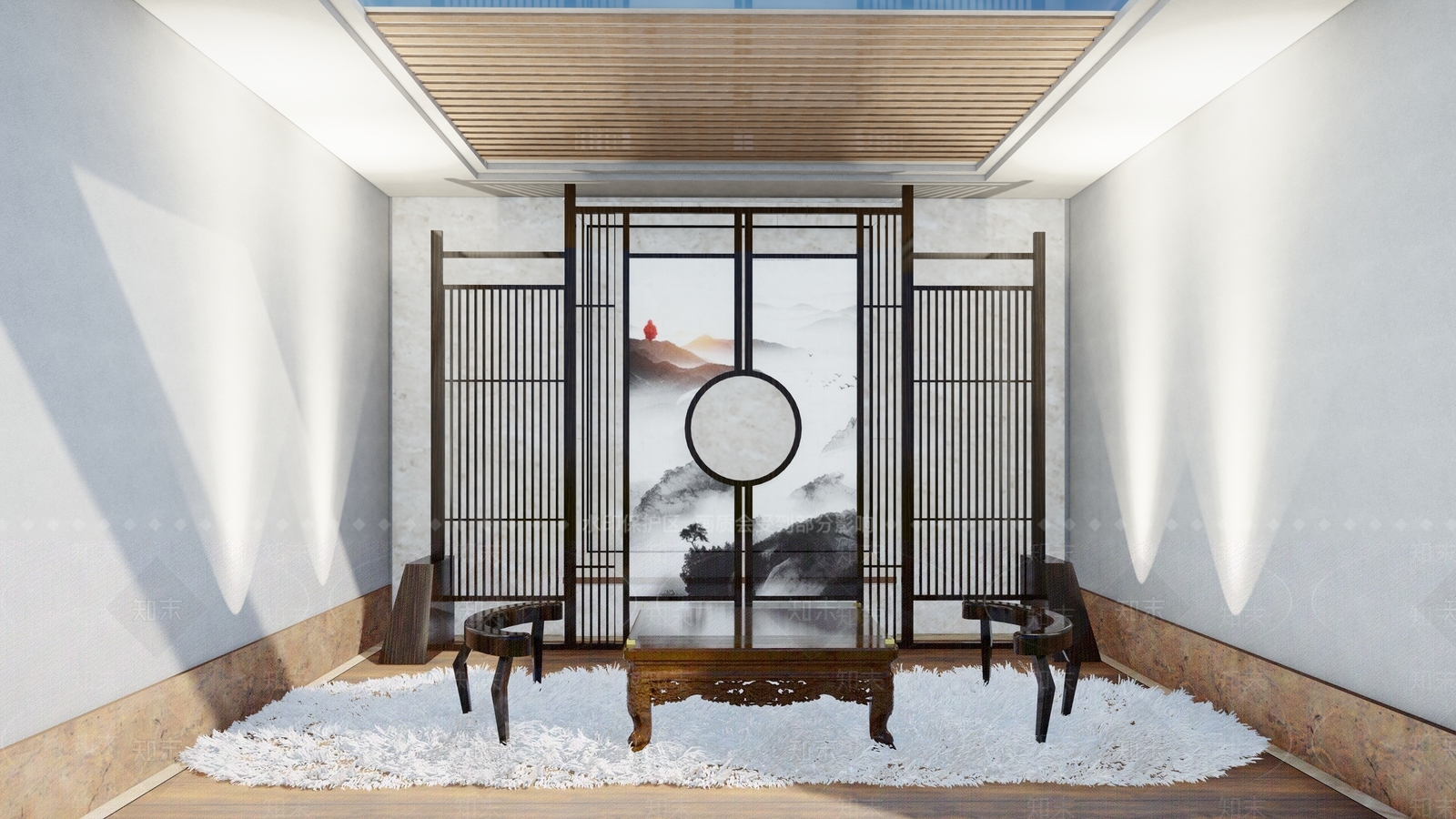 新中式家居茶室SU模型下载【ID:1105647926】