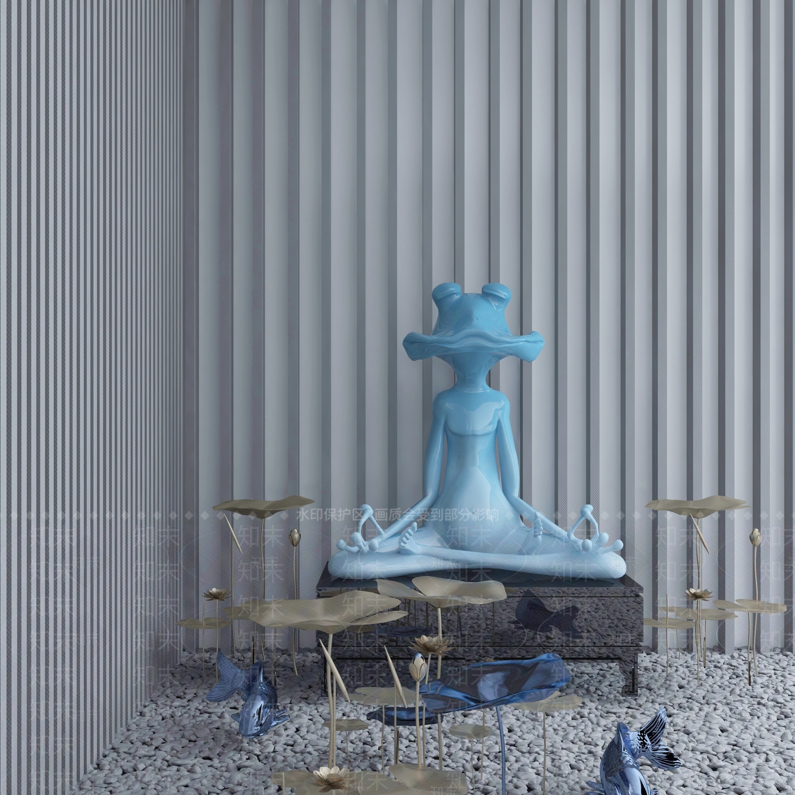 现代青蛙雕塑SU模型下载【ID:1105651730】