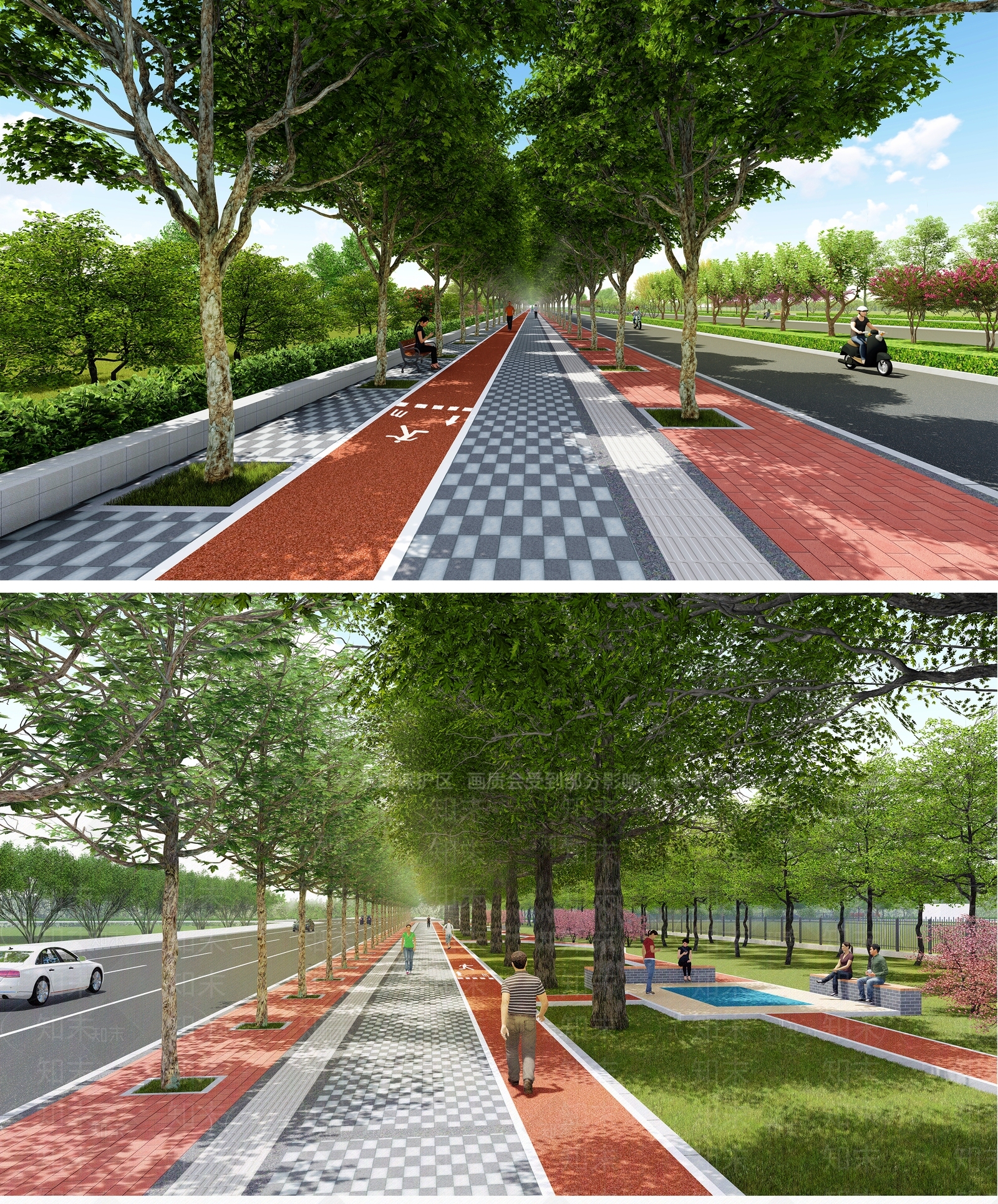 现代人行道铺装SU模型下载【ID:1105654825】