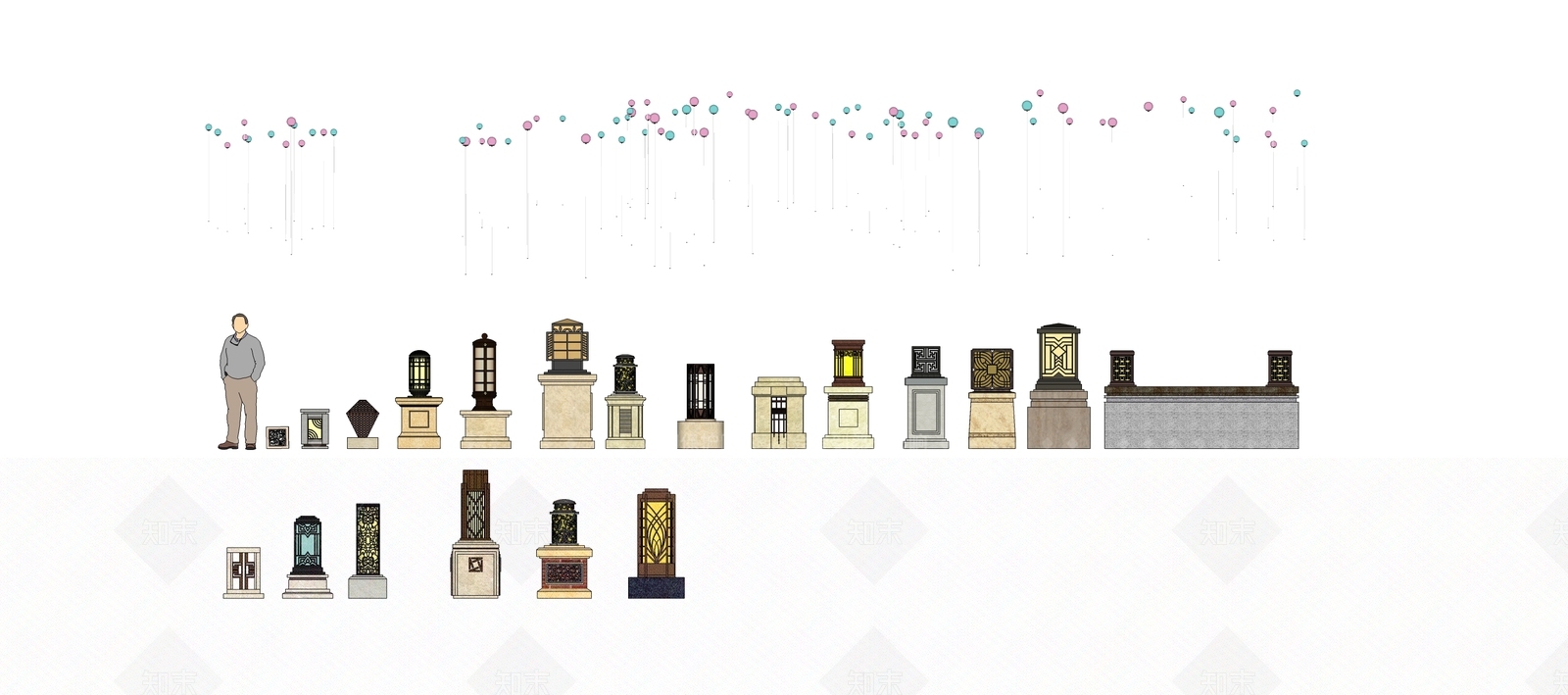 欧式景观户外灯具SU模型下载【ID:1105658612】