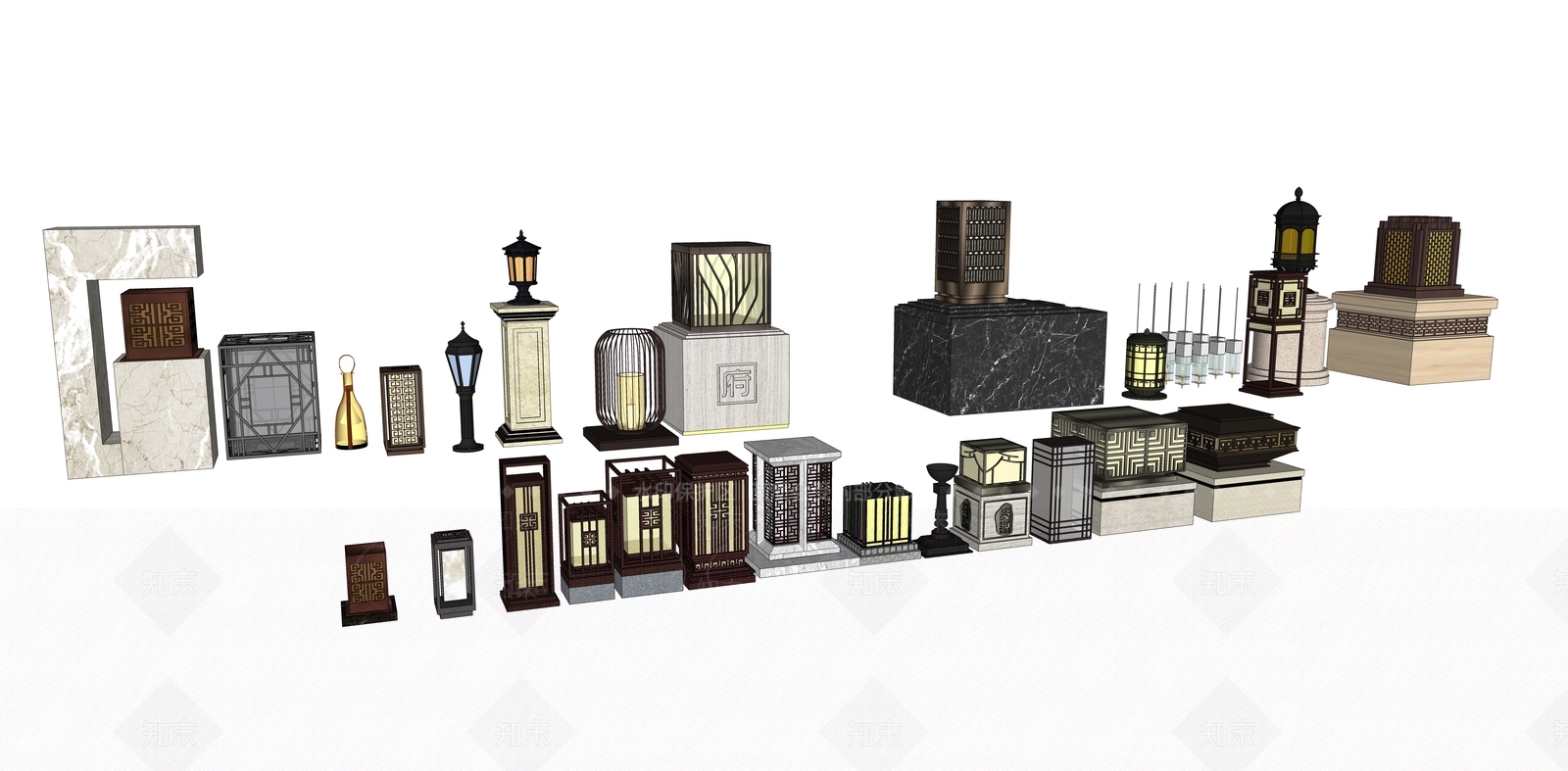 欧式景观灯具SU模型下载【ID:1105659123】