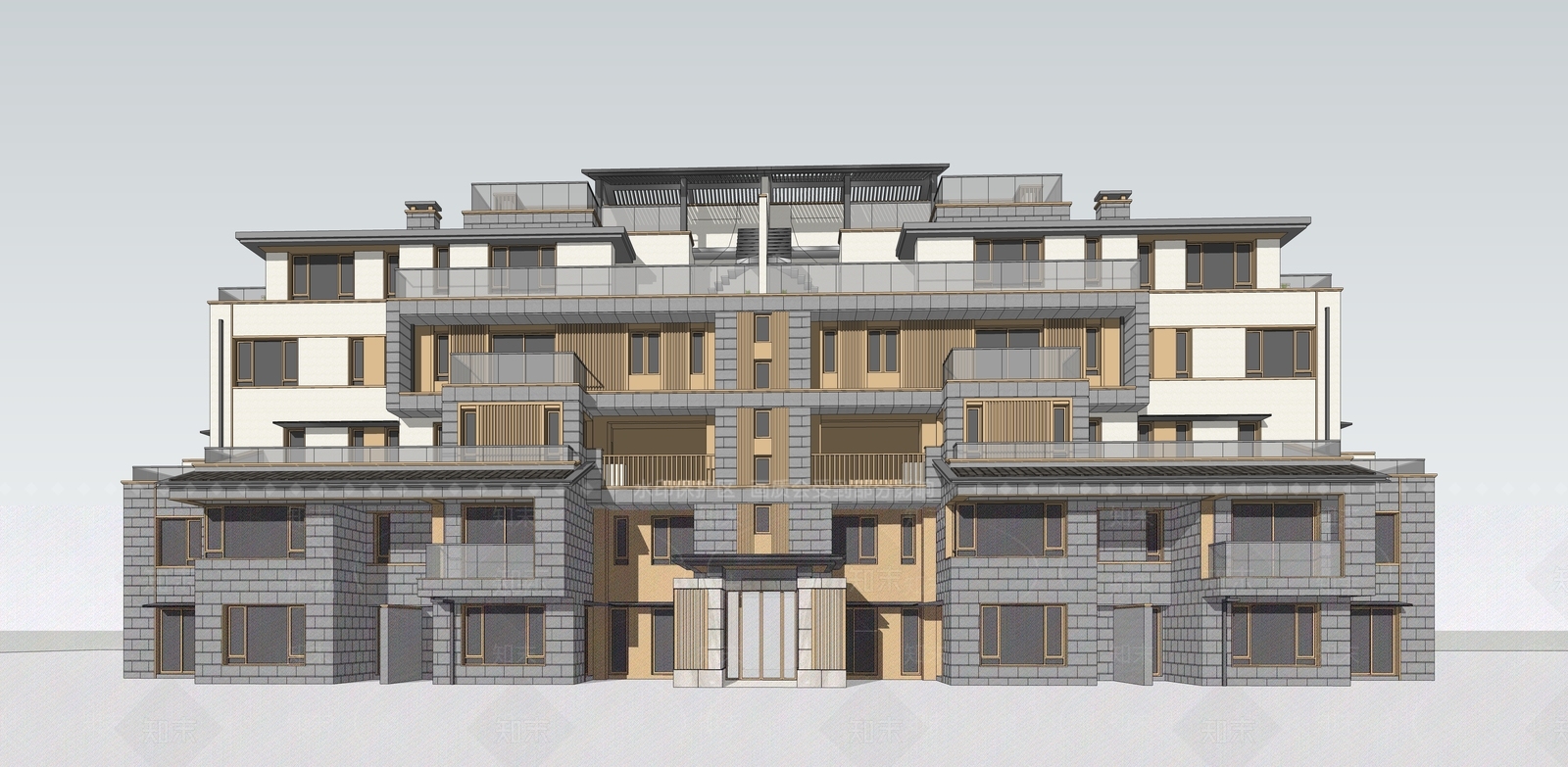 现代多层住宅SU模型下载【ID:1105660866】