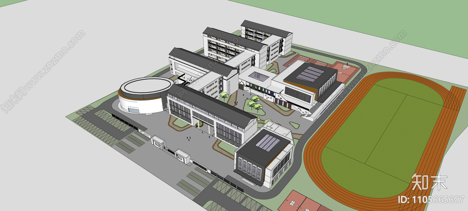 现代小学学校su模型下载