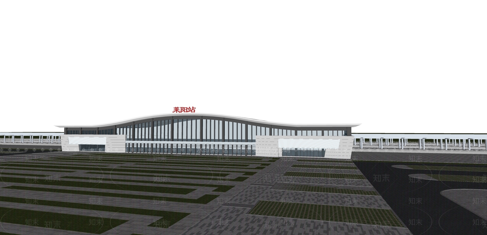 现代火车站SU模型下载【ID:1105669507】