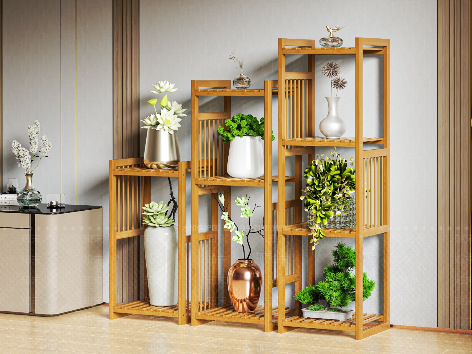 中式花架3D模型下载【ID:1105677232】