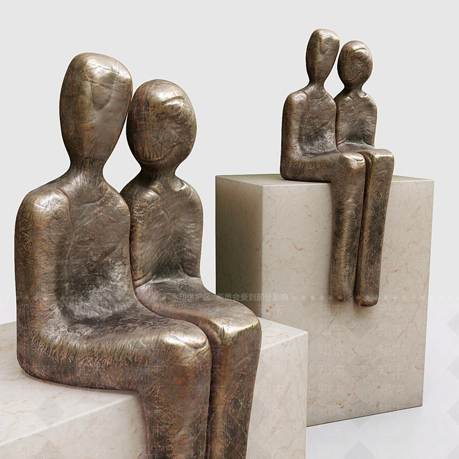 现代人体雕塑装置3D模型下载【ID:1105678318】