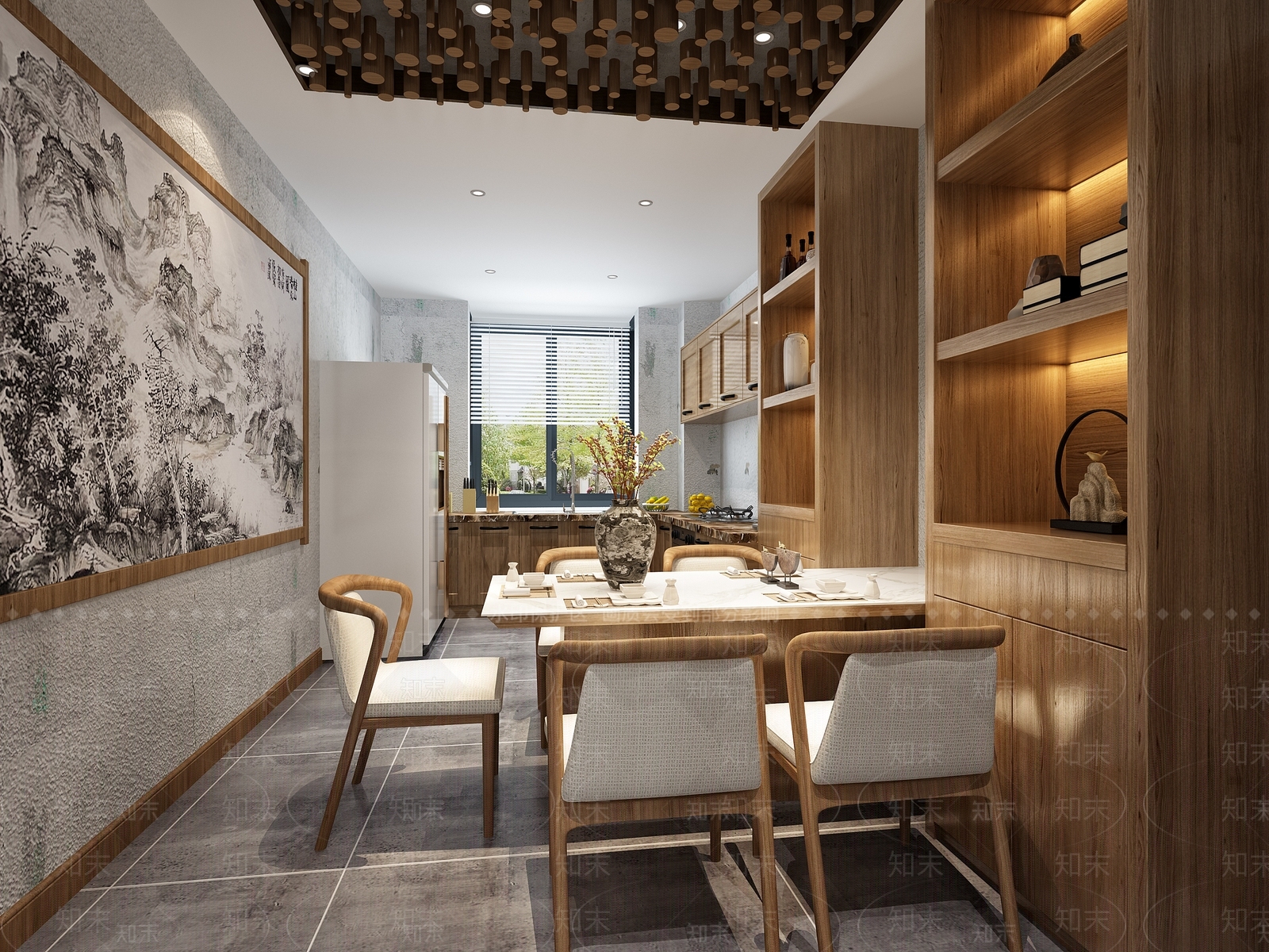 中式民宿客餐厅3D模型下载【ID:1105678448】