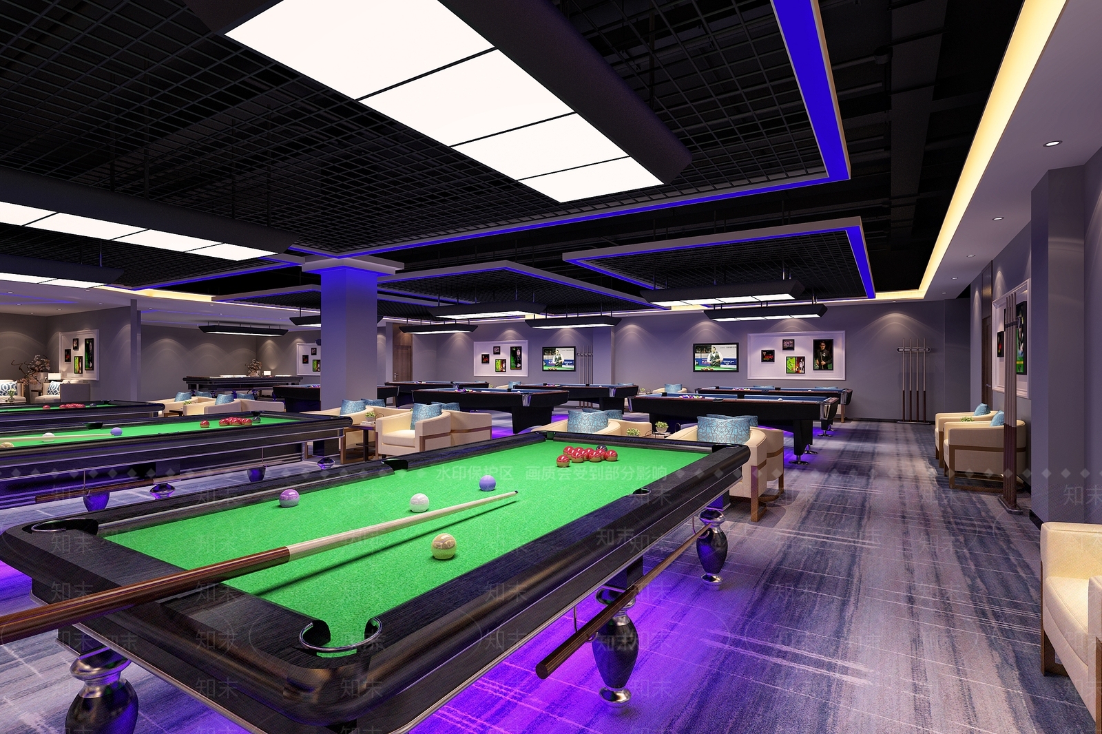 现代台球室3D模型下载【ID:1105678622】