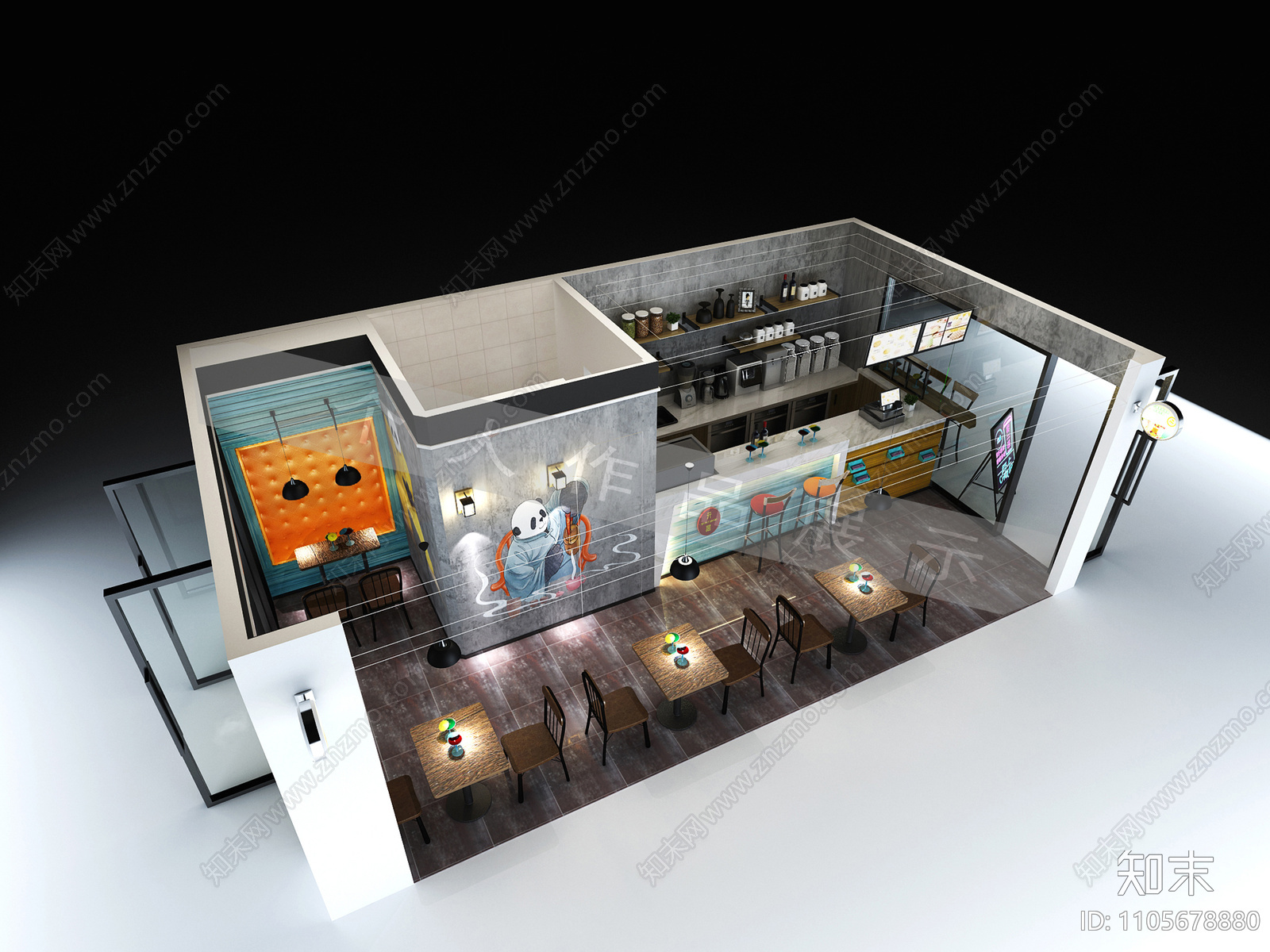 奶茶店施工图施工图下载【ID:1105678880】