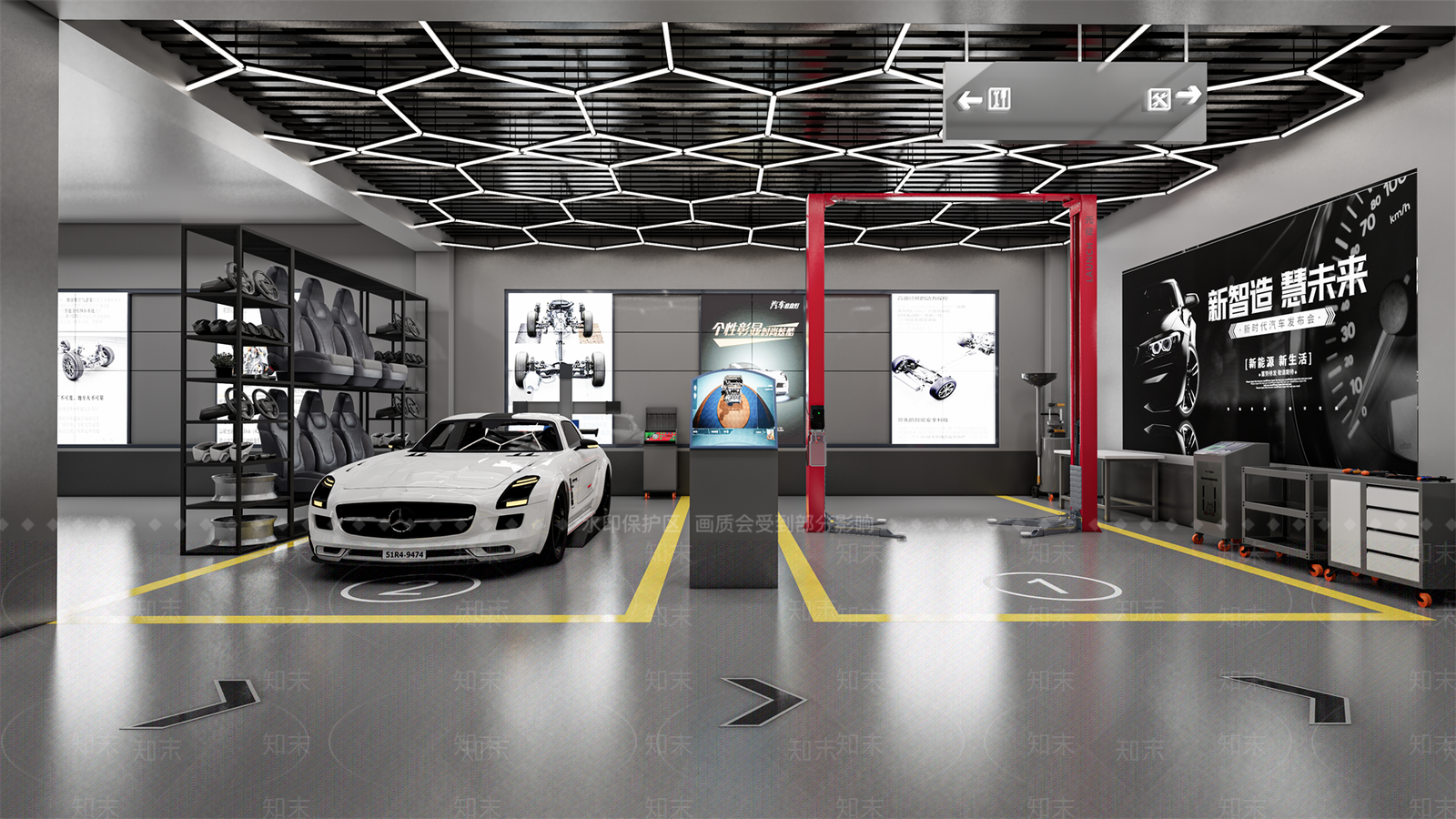 现代汽车修理店SU模型下载【ID:1105680815】